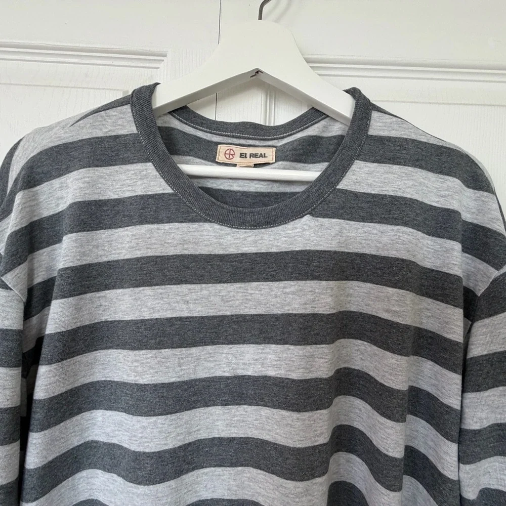 El Real Gray and Silver Striped Long Sleeve Shirt